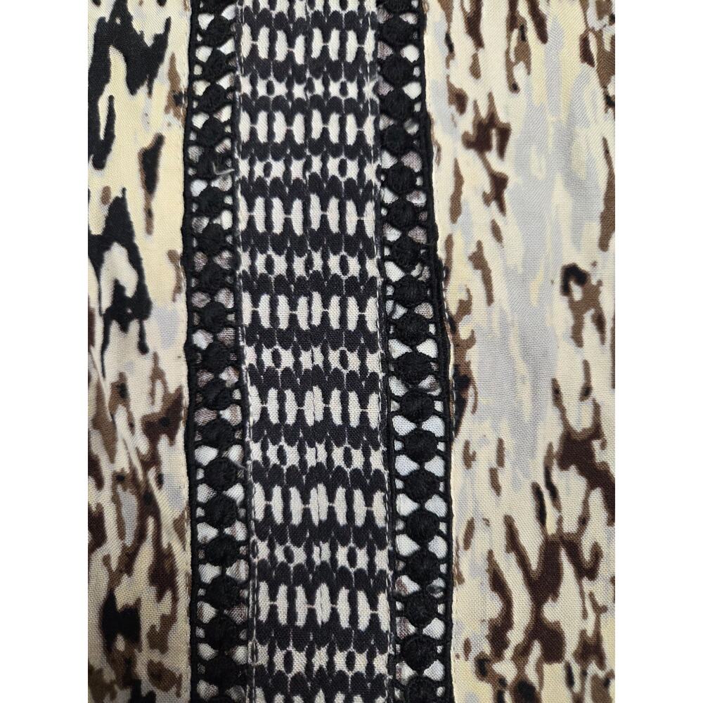 Casa Cabana Black Brown Beige Boho Tassel Blouse Size Large Shirt - Picture 2 of 6
